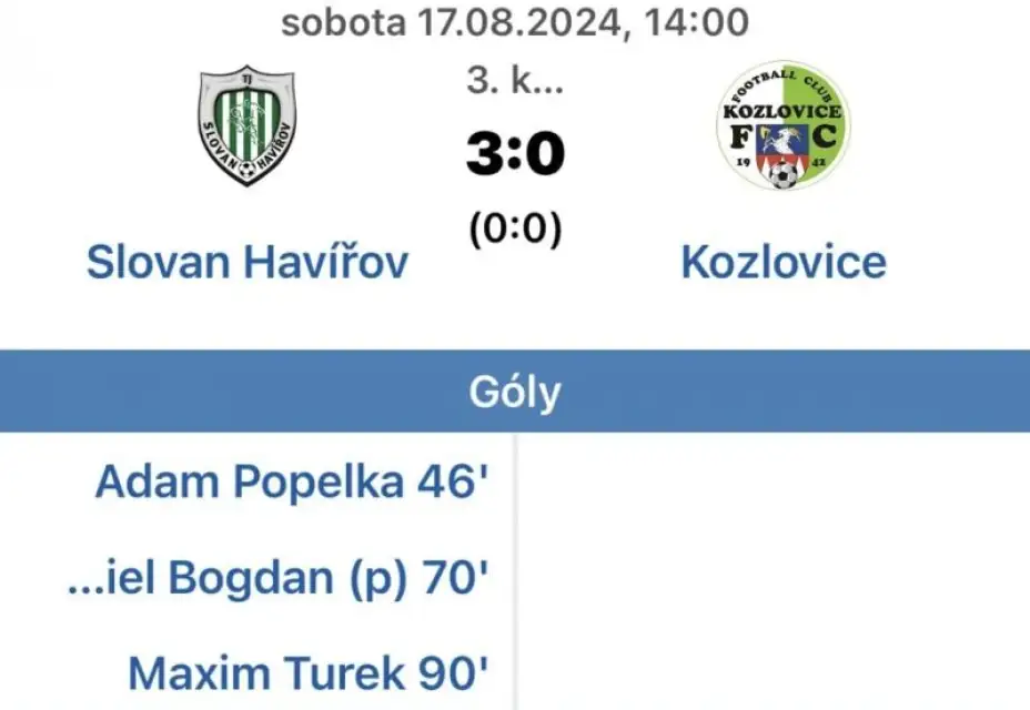 Dorostenci zapsali doma premiérovou výhru v krajské soutěži, Kozlovice porazili 3:0